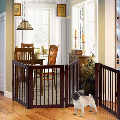 Puerta Plegable de Madera para Mascotas - Barrera de Seguridad de 4 Piezas (203 x 76 x 1.8 cm)