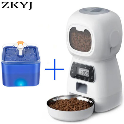 Smart Automatic Cat Feeder and Dog Dry Food Dispenser with Integrated 2L Water Fountain and Tuya Wi-Fi Connectivity