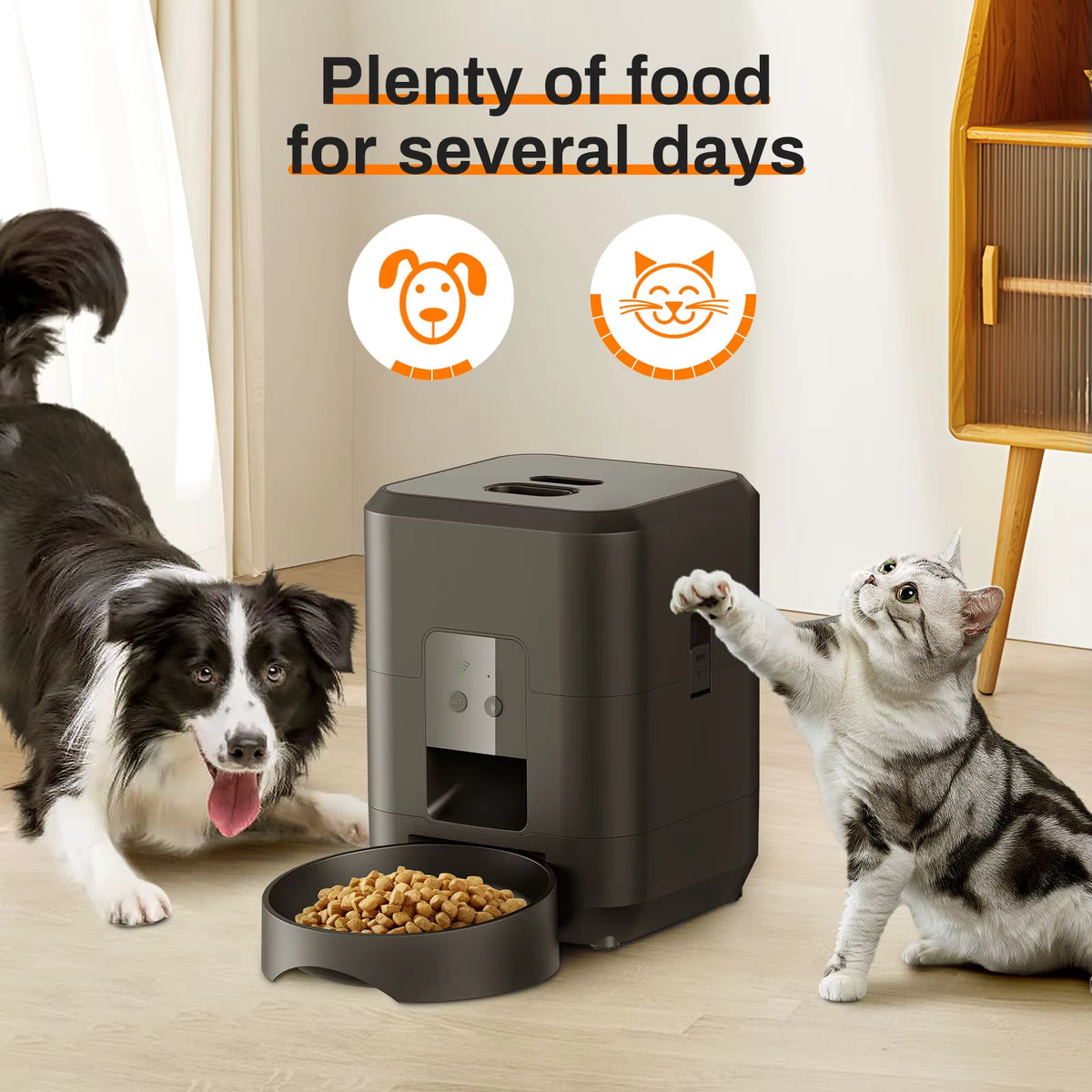 Smart Automatic Cat Feeder and Dog Dry Food Dispenser with Integrated 2L Water Fountain and Tuya Wi-Fi Connectivity