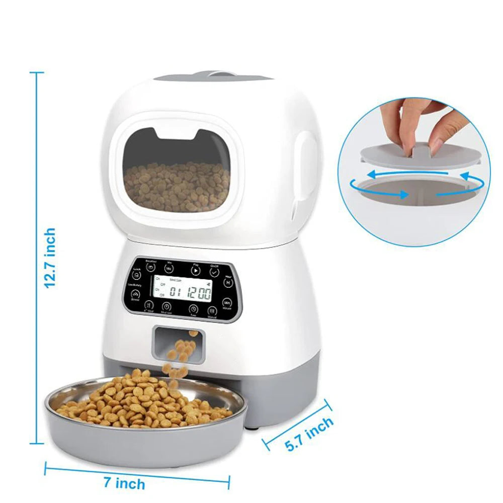Smart Automatic Cat Feeder and Dog Dry Food Dispenser with Integrated 2L Water Fountain and Tuya Wi-Fi Connectivity