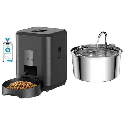 Smart Automatic Cat Feeder and Dog Dry Food Dispenser with Integrated 2L Water Fountain and Tuya Wi-Fi Connectivity