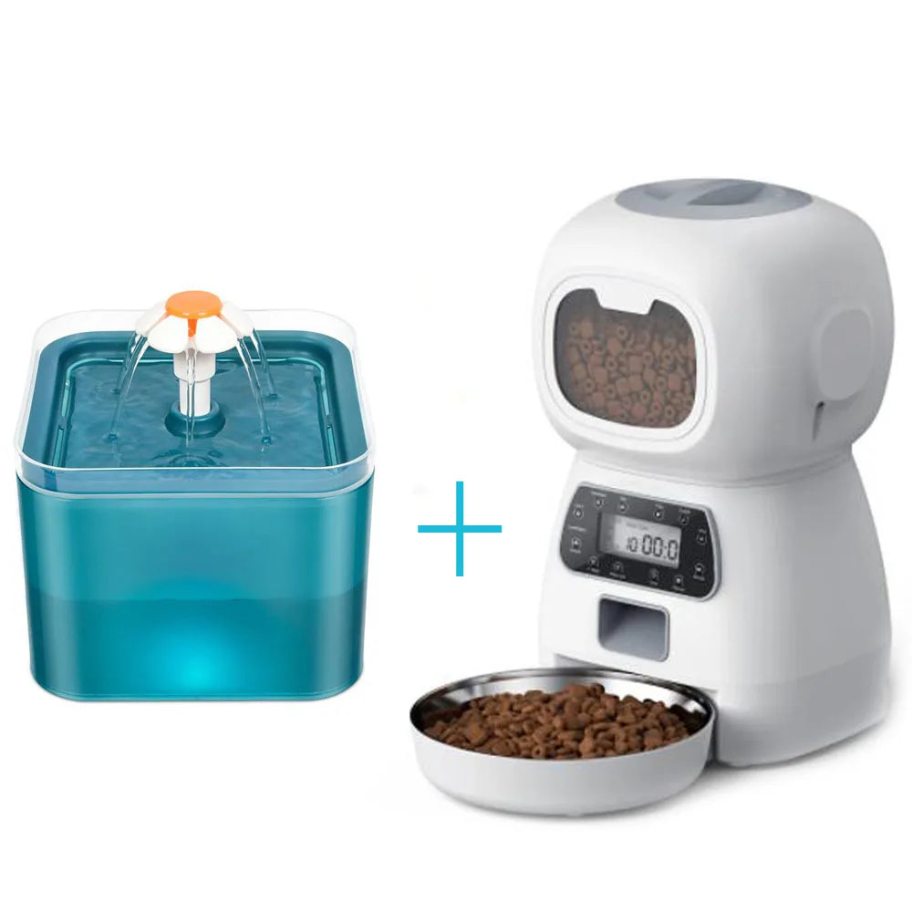 Smart Automatic Cat Feeder and Dog Dry Food Dispenser with Integrated 2L Water Fountain and Tuya Wi-Fi Connectivity
