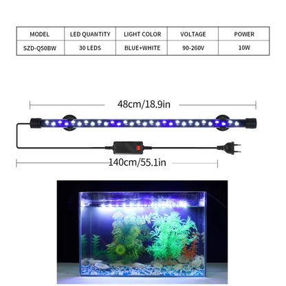 90-260V Aquarium Light LED Waterproof Fish Tank Clip Light Underwater Decor Lighting Submersible Lamp Plant Grow Lamp 18-58 CM