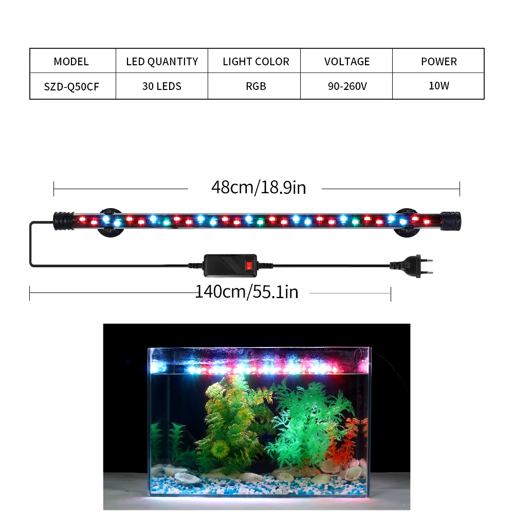 90-260V Aquarium Light LED Waterproof Fish Tank Clip Light Underwater Decor Lighting Submersible Lamp Plant Grow Lamp 18-58 CM