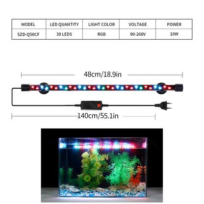 90-260V Aquarium Light LED Waterproof Fish Tank Clip Light Underwater Decor Lighting Submersible Lamp Plant Grow Lamp 18-58 CM