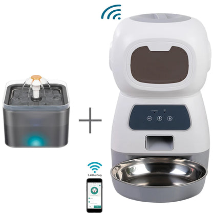 Smart Automatic Cat Feeder and Dog Dry Food Dispenser with Integrated 2L Water Fountain and Tuya Wi-Fi Connectivity
