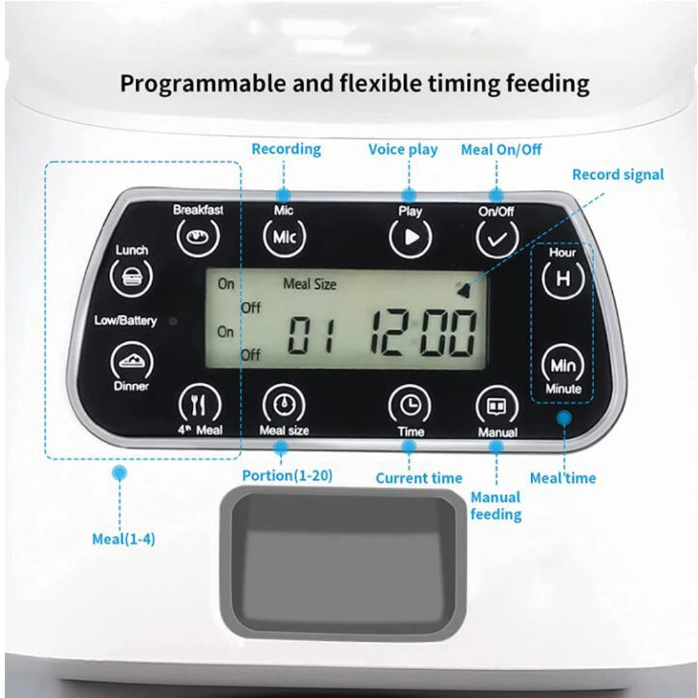 Smart Automatic Cat Feeder and Dog Dry Food Dispenser with Integrated 2L Water Fountain and Tuya Wi-Fi Connectivity