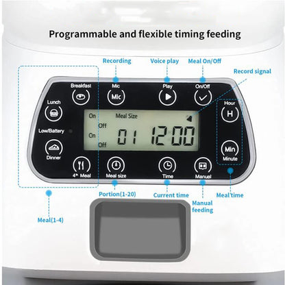 Smart Automatic Cat Feeder and Dog Dry Food Dispenser with Integrated 2L Water Fountain and Tuya Wi-Fi Connectivity