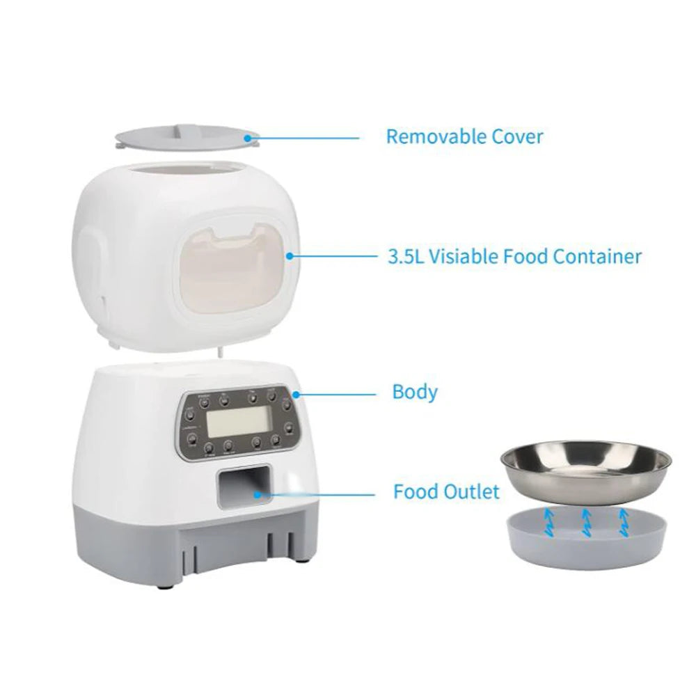 Smart Automatic Cat Feeder and Dog Dry Food Dispenser with Integrated 2L Water Fountain and Tuya Wi-Fi Connectivity