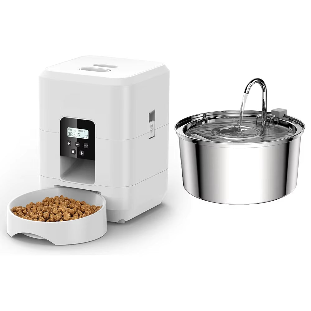 Smart Automatic Cat Feeder and Dog Dry Food Dispenser with Integrated 2L Water Fountain and Tuya Wi-Fi Connectivity