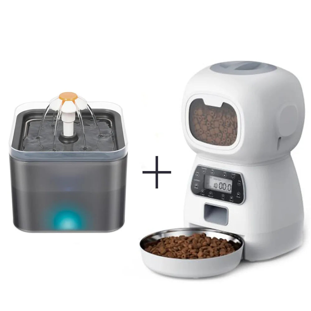 Smart Automatic Cat Feeder and Dog Dry Food Dispenser with Integrated 2L Water Fountain and Tuya Wi-Fi Connectivity